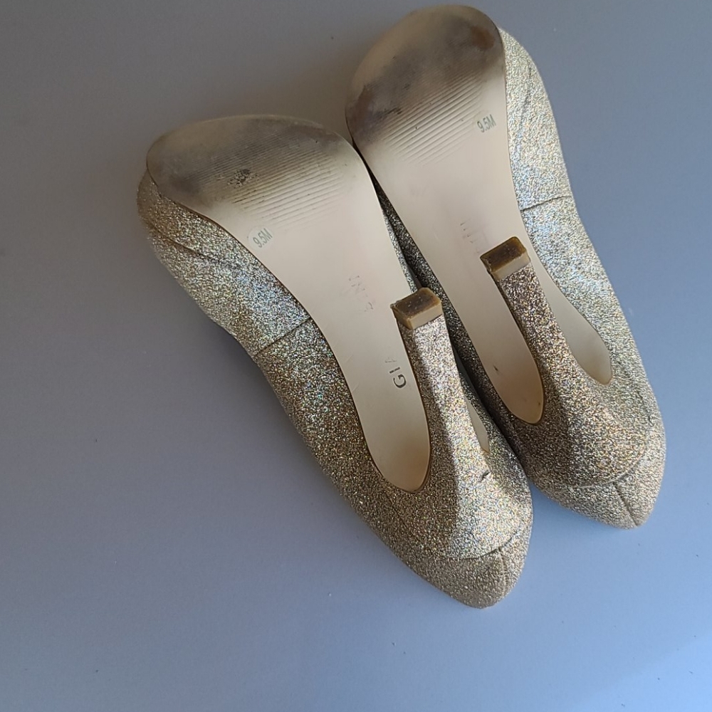 GIANNI BINI Jeanna Champagne Glitter Platform Heels 9.5 Pumps Stilettos - Picture 12 of 16